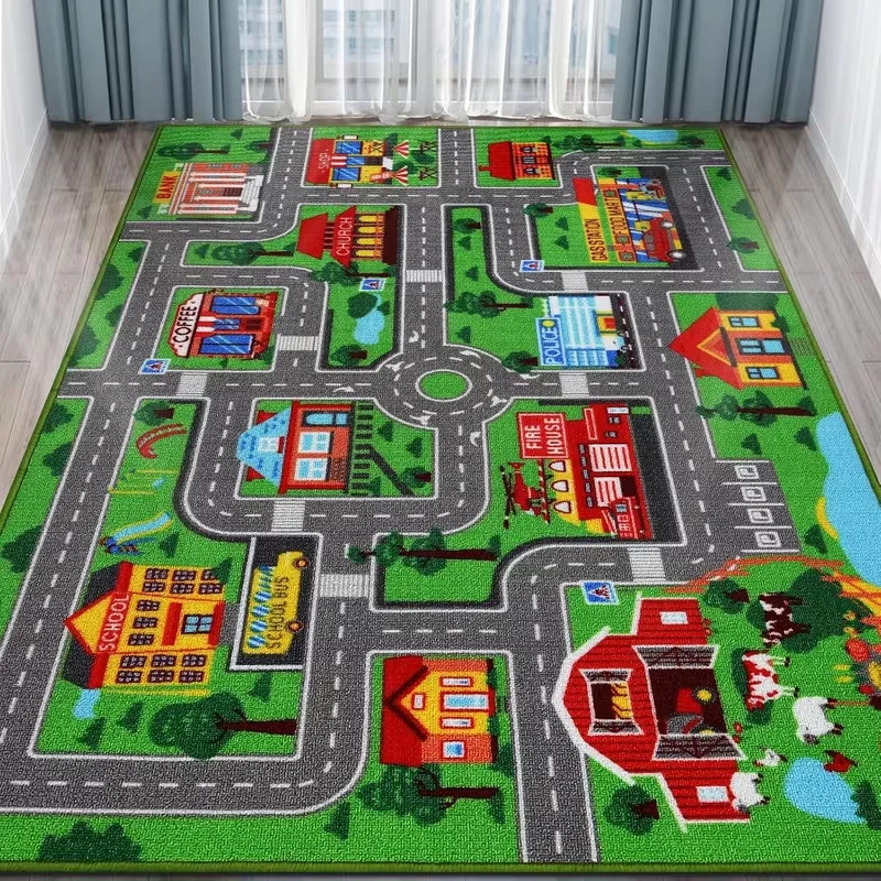 Tapis voiture enfant – tapis circulation ville 120 x 160 cm